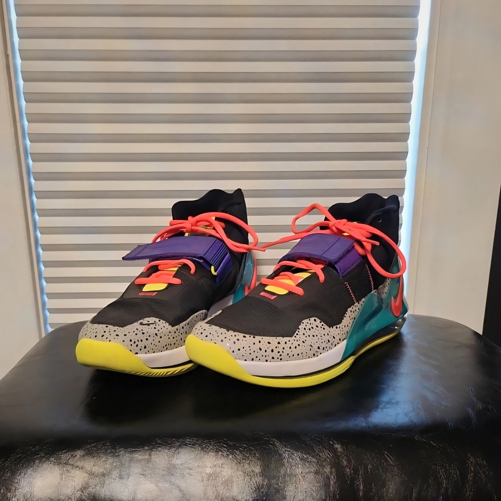 Colorful High-Top Sneakers with Red Accents